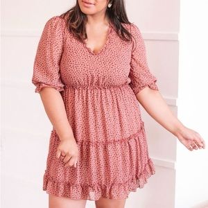 New Dusky Pink Tiered Stretchy Plus Dress